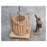 Fruit press and antique REES No 2A  , 4 Ton jack