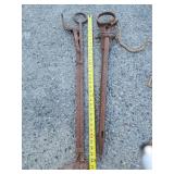 2 hay harpoon  vintage farm equipment.  Look at