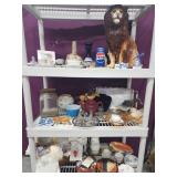 Ceramic lion Broke leg, Country store jar, pryex
