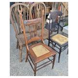 4 Wood Chairs  as is 2 match look at pictures for