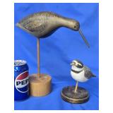 2 Carved Birds , one is a Shorebird , one is a