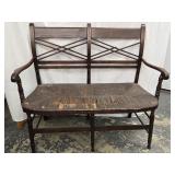19th Century Sheraton Mahogany  Settee with rush