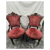 2 Renaissance Revival Victorian side chairs , one