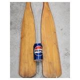 66" L Pair vintage wood rowing oars. Wood is