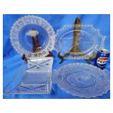 4 pressed glass bread plates.   Look at the