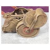 Antique Wood handle Push reel blade primer  /