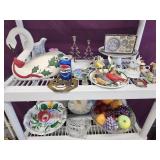 Resin Christmas plastic swan. Press glass bowl,