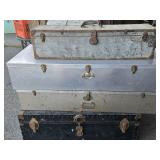 4 boxes- Military Style foot locker,  1 metal &