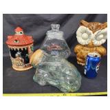 4 jars.  Warner Corzelius biscuits jar castle