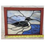 Framed stain glass loon.  Frame measures 10.5" H