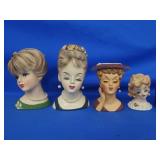 4 vintage head vases: Napco No. C7472 "Pretty