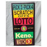 Maryland metal Lottery sign.