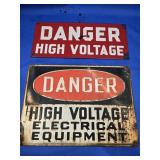 2 DANGER Jigh Voltage enameled signs  measures