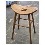 Oak stool with hand grip seat look at pictures for