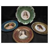 5 Vintage Portrait Plates