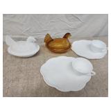 2 Indiana Glass milkglass Luncheon plate and cup,