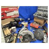 Tool Lot - Skilsaw corded with blade , Drill ,