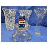 Lot - 12"Swung Vase ,  Two 11" Crystal Vases ,