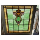 Antique Stain Glass Window,  leaded stain and