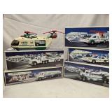 6 HESS Toys - Helicopter bo box and 5 HESS Toys