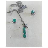 Sterling silver necklace and earrings set.  Look