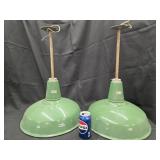 Pair 16" Enamel Industries Hanging lights by