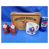 6" Anheuser- Busch wood dovetail crate, Bud man