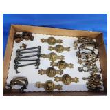 Vintage Brass and spelter dresser pulls.