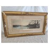 Ernest C. Roster signed etching of river scene