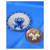 2 pcs ELDRETH Pottery.   4.75" Redware dish with
