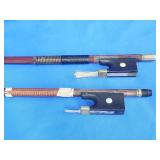 2 vintage violin bows. 1 has BROKEN  tip.  Estate