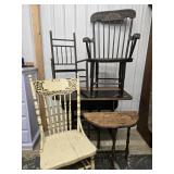 Lot - Stenciled  Rod back Commode Armchair,  small