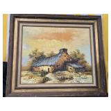 Mid-century Original painting on Canvas Barn