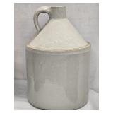 White Stoneware 11" Crock with finger hold handle