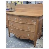 Oak Bow-front chest , 4 drawer dresser with  10"