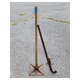 Rudely 10" x 10" tamp and vintage hanging scales.