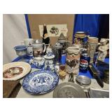 Lot - 8 Steins, White Marble L as zy Susan ,