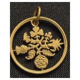 Handcut British Six Pence jeweled Coin look at