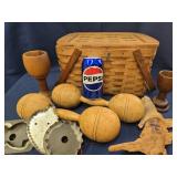 Lot - Splint Oak Basket pie carrier , 2 Vintage