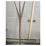 Antique 3 prong wood pitch fork look at pictures