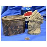 2 Coin Banks - Native American Indian Chief