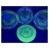 8 Cabbage Rose "Sharon" Green Ur as nium Glass 9"