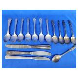 Silverplate Navy spoon, PRR knife, 3 president