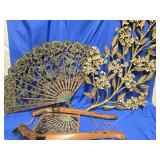3 Wall Hangers - MCM Hollywood Regency  46"