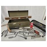 Toolbox and contents  , Level and block hammer  -
