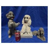 3 Poodle Figures - 13" Henri Studio q989  Cement