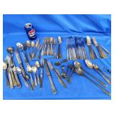 Assorted silverplate flatware.   Various ages,