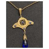Arts and Crafts  style necklace , has nlue stone