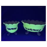 Pair Footed  Northwood Chrysanthemum Sprig bowls