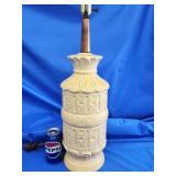 Mid Century Modern ceramic tiki style lamp.   28"
